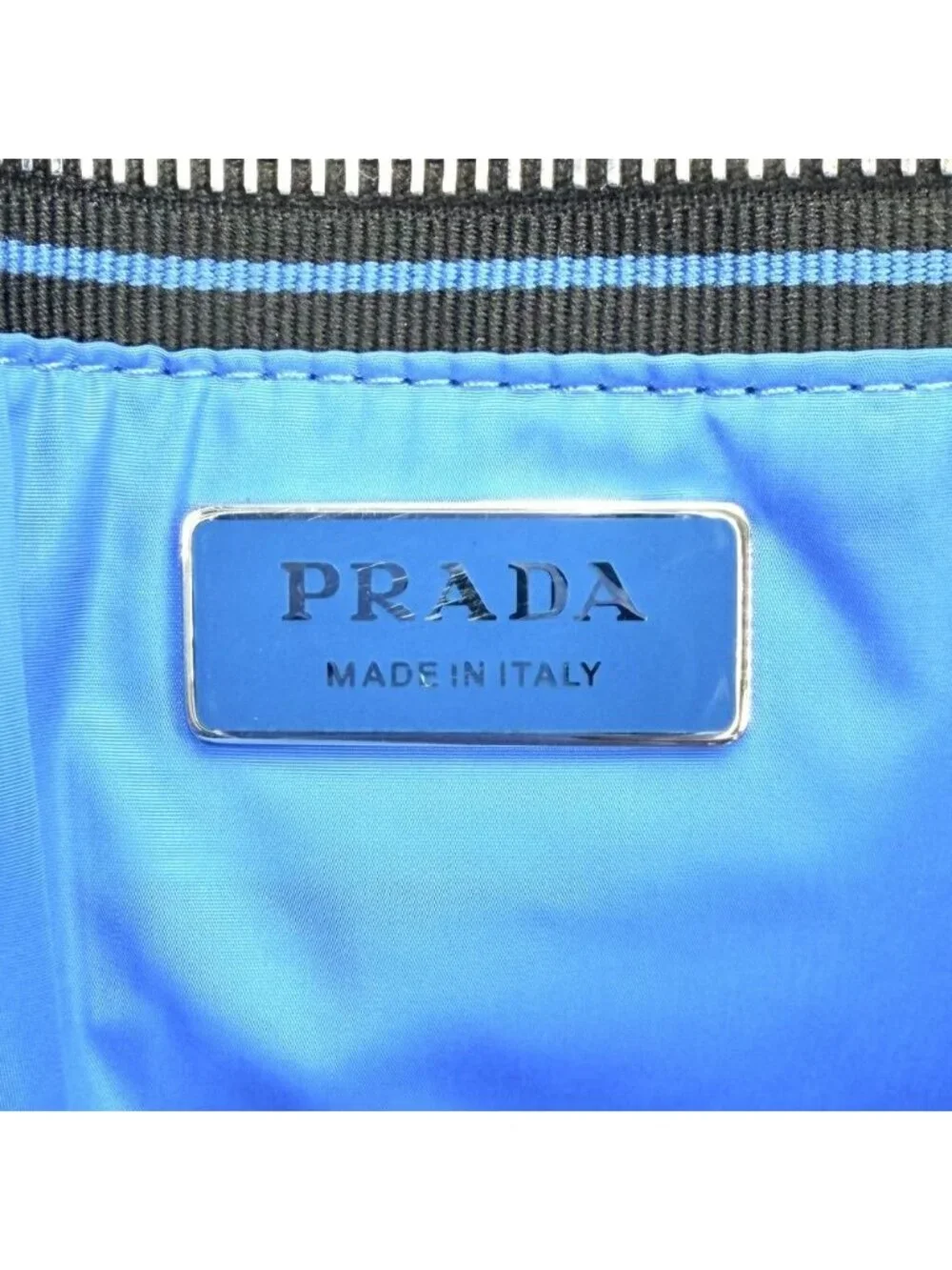 Prada Handbag Nappa Tote Leather Red Blue Silver